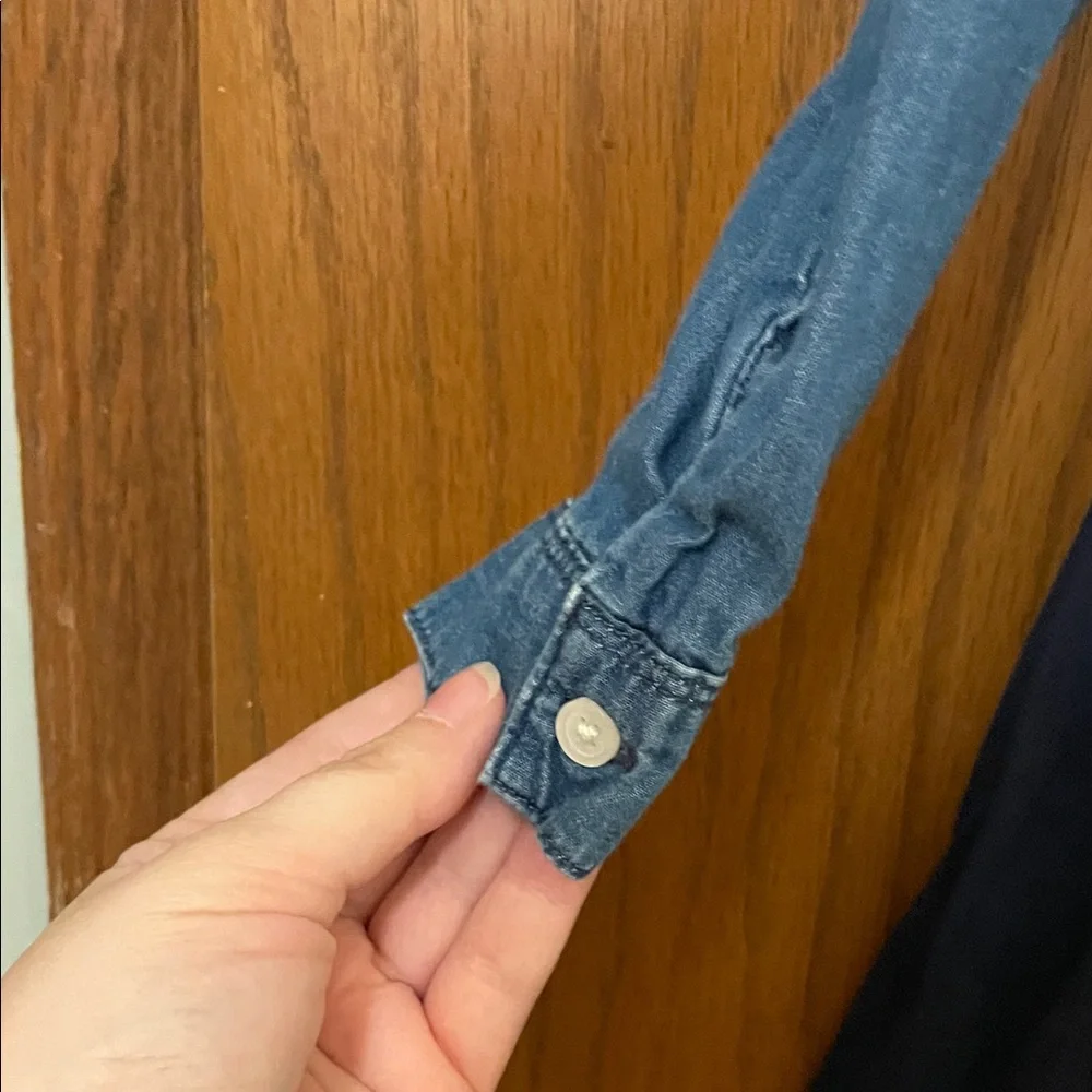 OshKosh B'gosh UGC Girls Size 10 Denim Chambray and Navy Tulle Dress - Picture 4 of 11